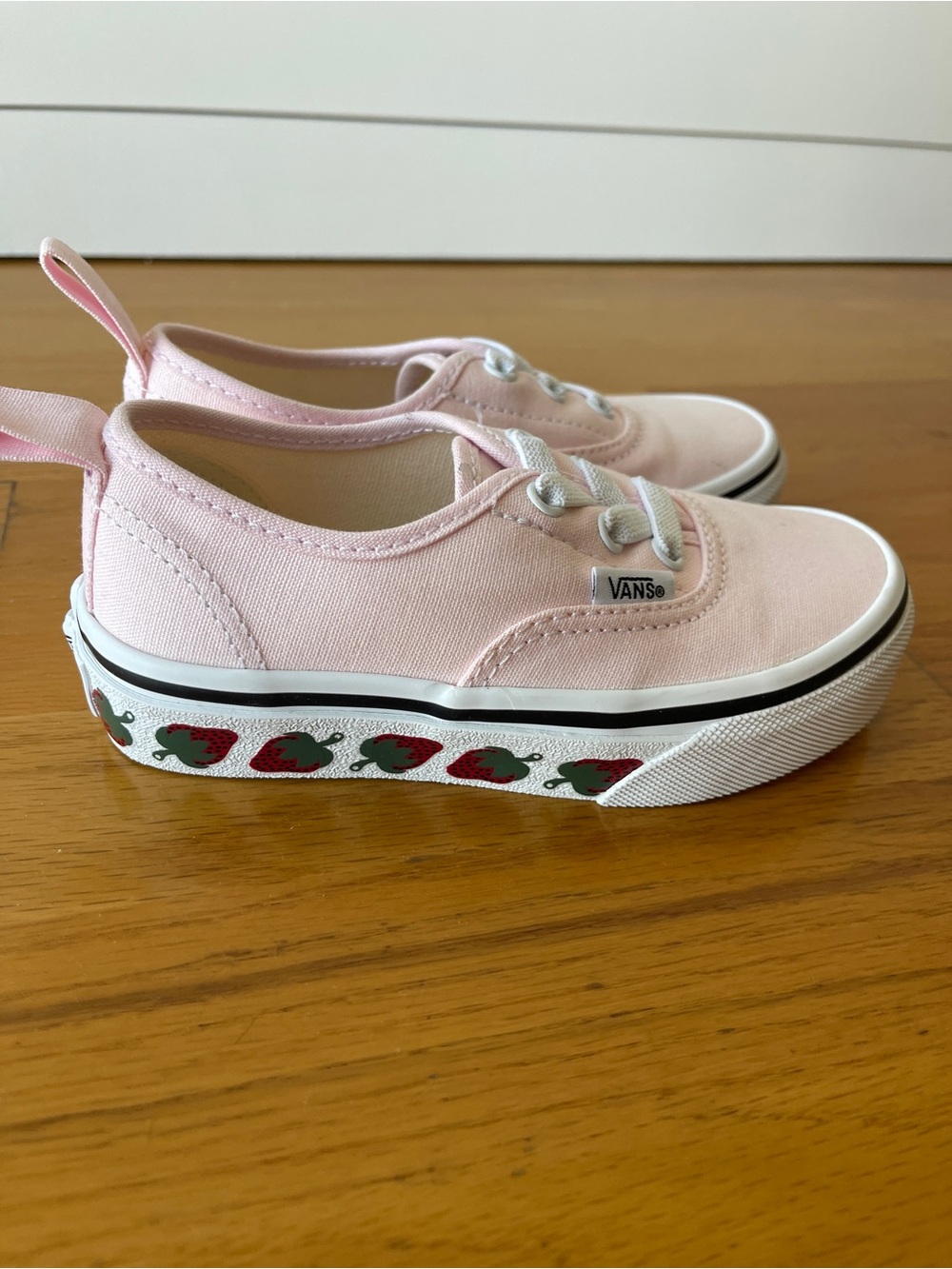 NEW never used- Vans Kids Pink Canvas Low-Top Sneakers with Strawberry Accent